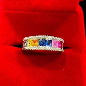 2.5 Rainbow topaz designer ring